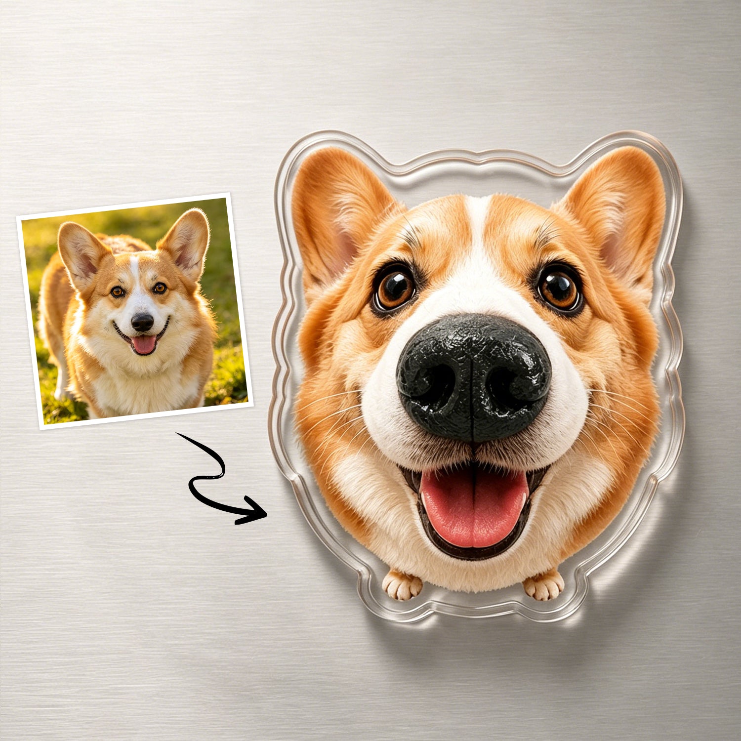 Custom Dog Nose Squishy Fridge Magnet Sticker – Personalized Pet Nose Squeeze Toy with Custom Face & Name