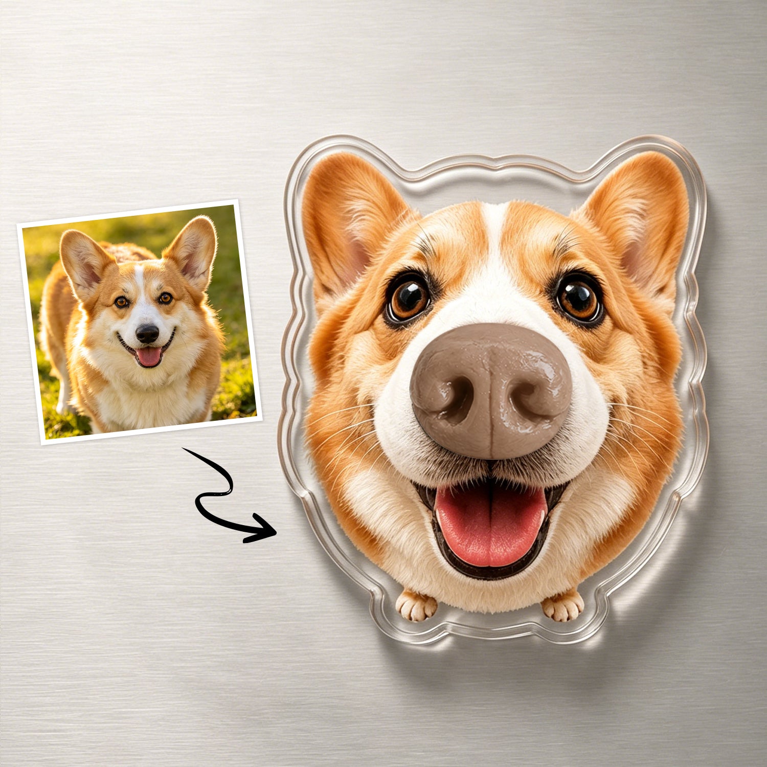 Custom Dog Nose Squishy Fridge Magnet Sticker – Personalized Pet Nose Squeeze Toy with Custom Face & Name