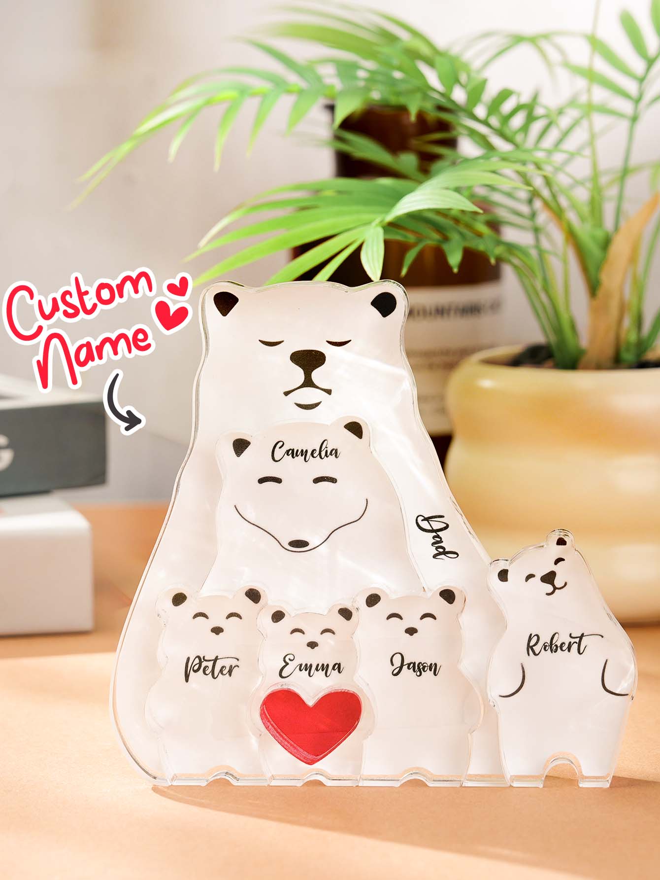 Personalized Bear Puzzle Single Parent Bears Family Block Puzzle Gifts for Mother Father