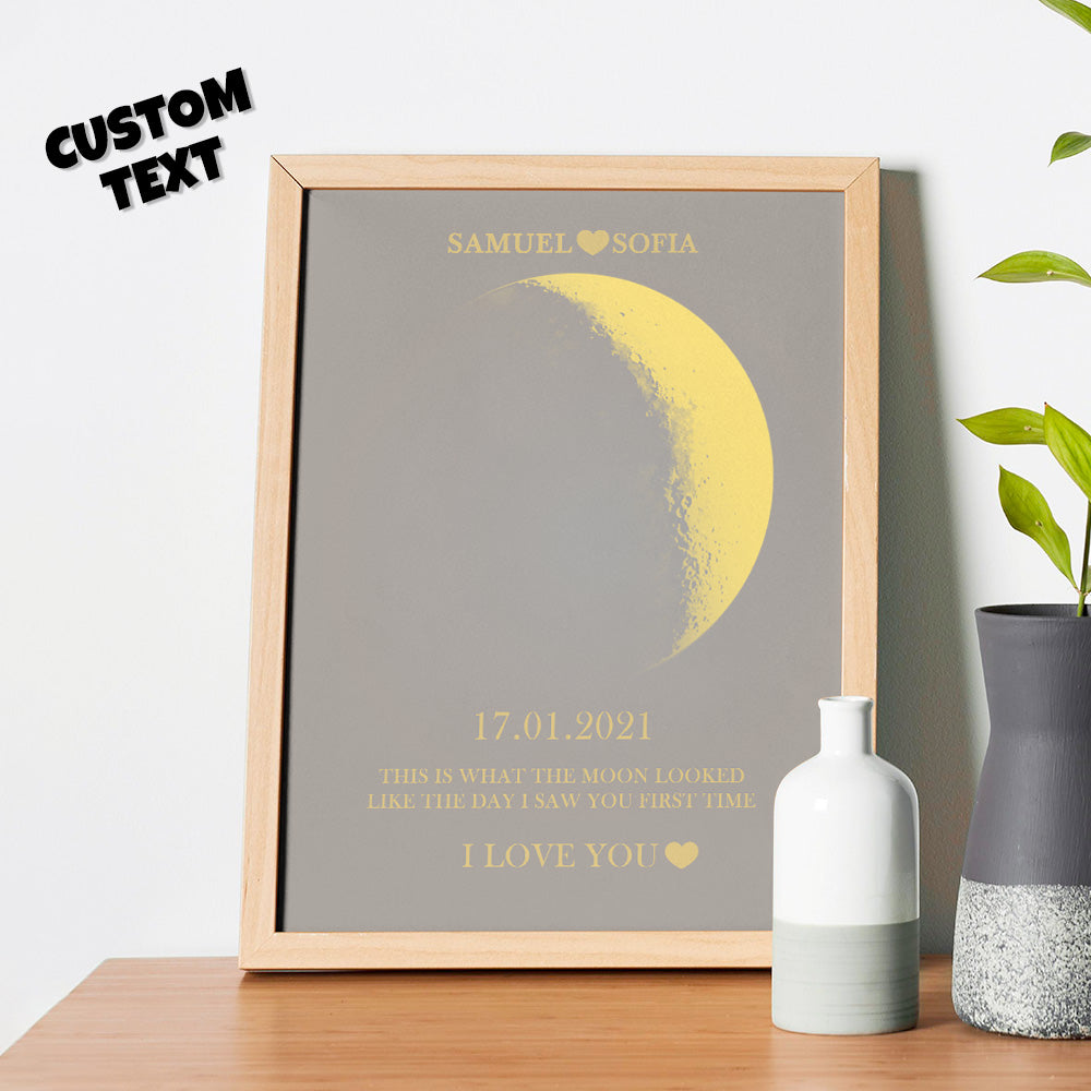 Custom Moon Phase Gold Print Frame Gifts for Birthday and Anniversary