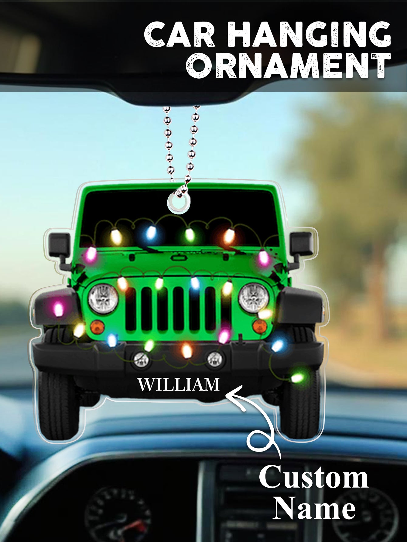 Personalized Car Ornament with Name Acrylic Christmas Ornament for Christmas Gift