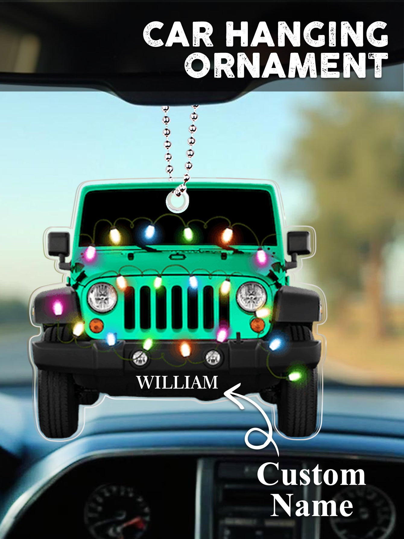 Personalized Car Ornament with Name Acrylic Christmas Ornament for Christmas Gift