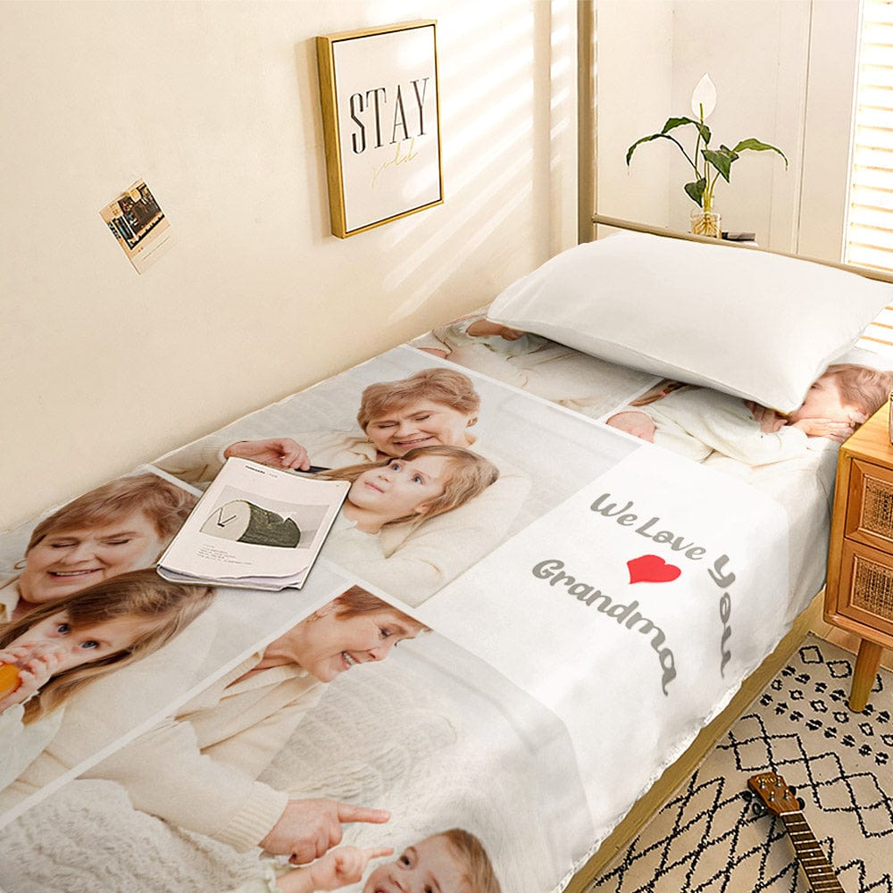 Custom Photo Collage Bedding Personalized Bedding Duvet Cover Single Bed Sheet Gifts