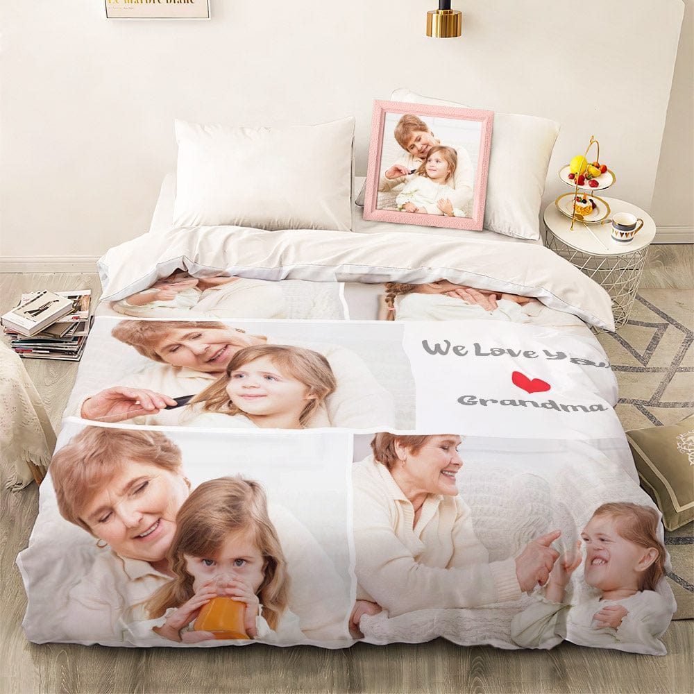 Custom Photo Collage Bedding Personalized Bedding Duvet Cover Double Bed Sheet Gifts