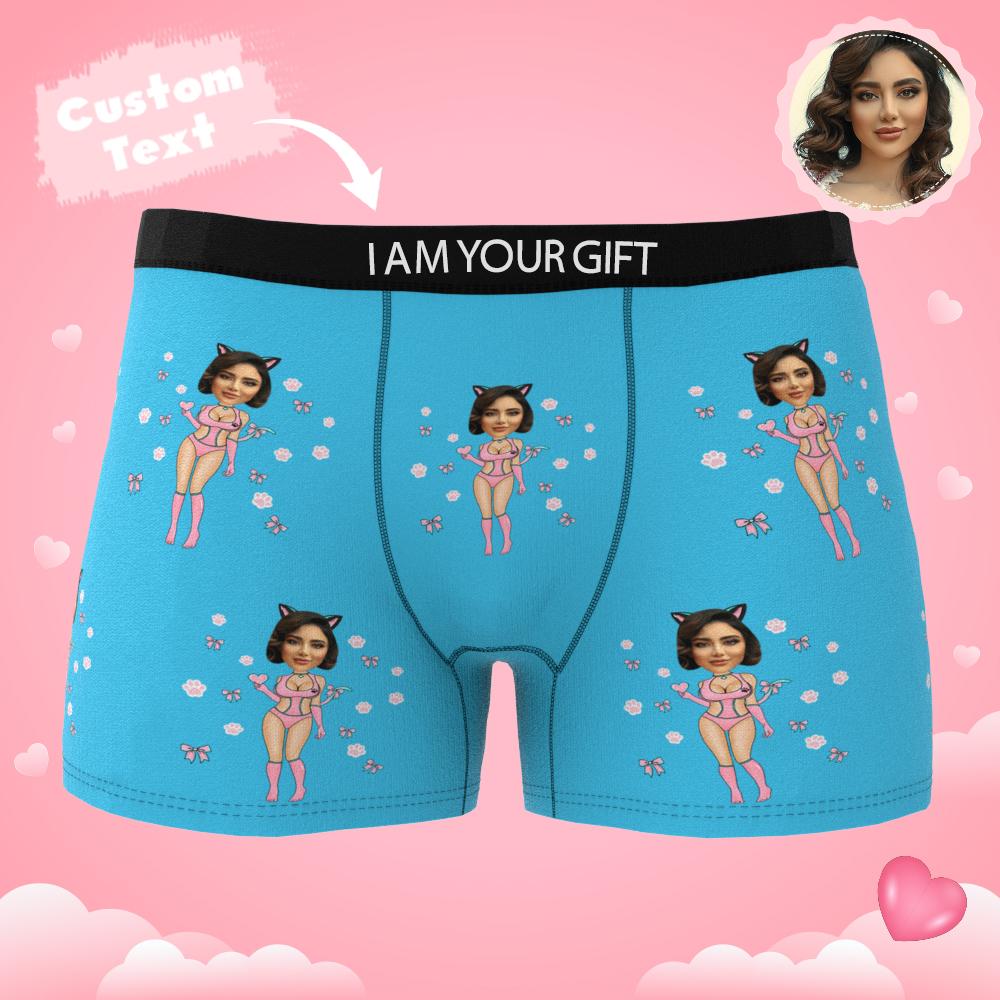 Custom Photo Boxer Catwoman Underwear Men's Underwear Gift For Boyfriend AR View Valentine's Day Gift