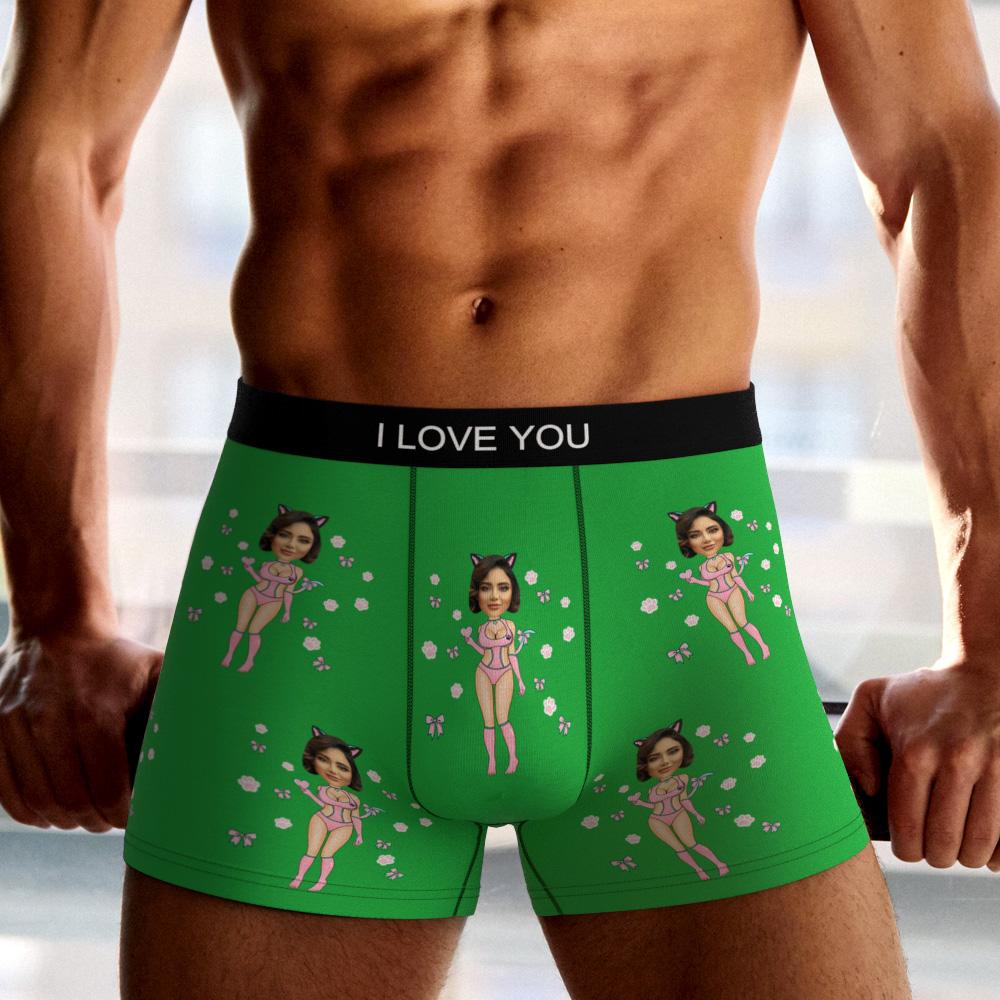 Custom Photo Boxer Catwoman Underwear Men's Underwear Gift For Boyfriend AR View Valentine's Day Gift