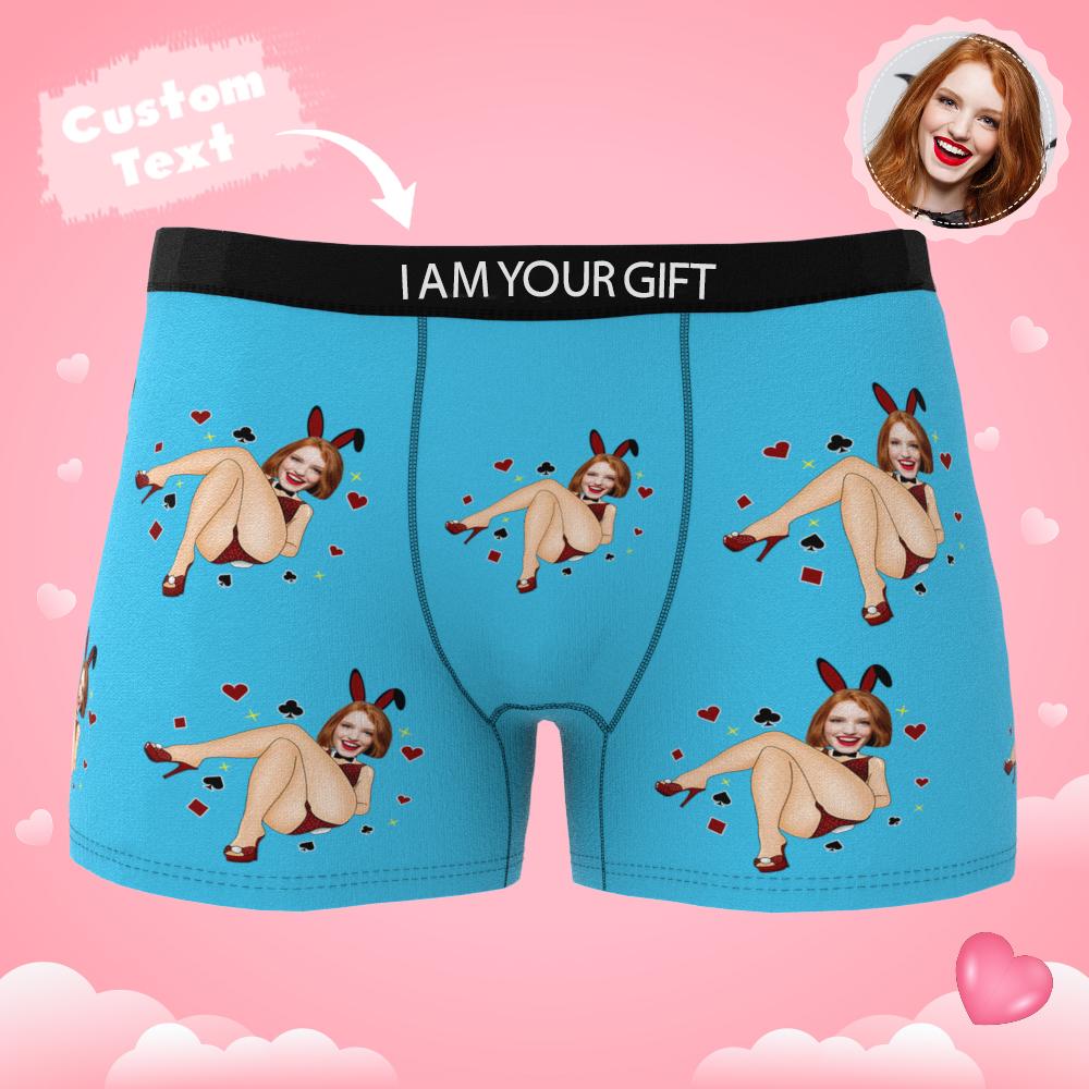 Custom Photo Boxer Bunny Girl Underwear Men's Underwear Gift For Boyfriend AR View Valentine's Day Gift