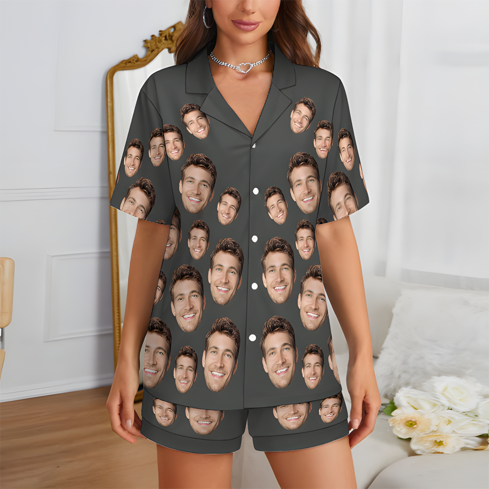 Custom Face Short Sleeve Pajama Valentine's Day Gift for Lover