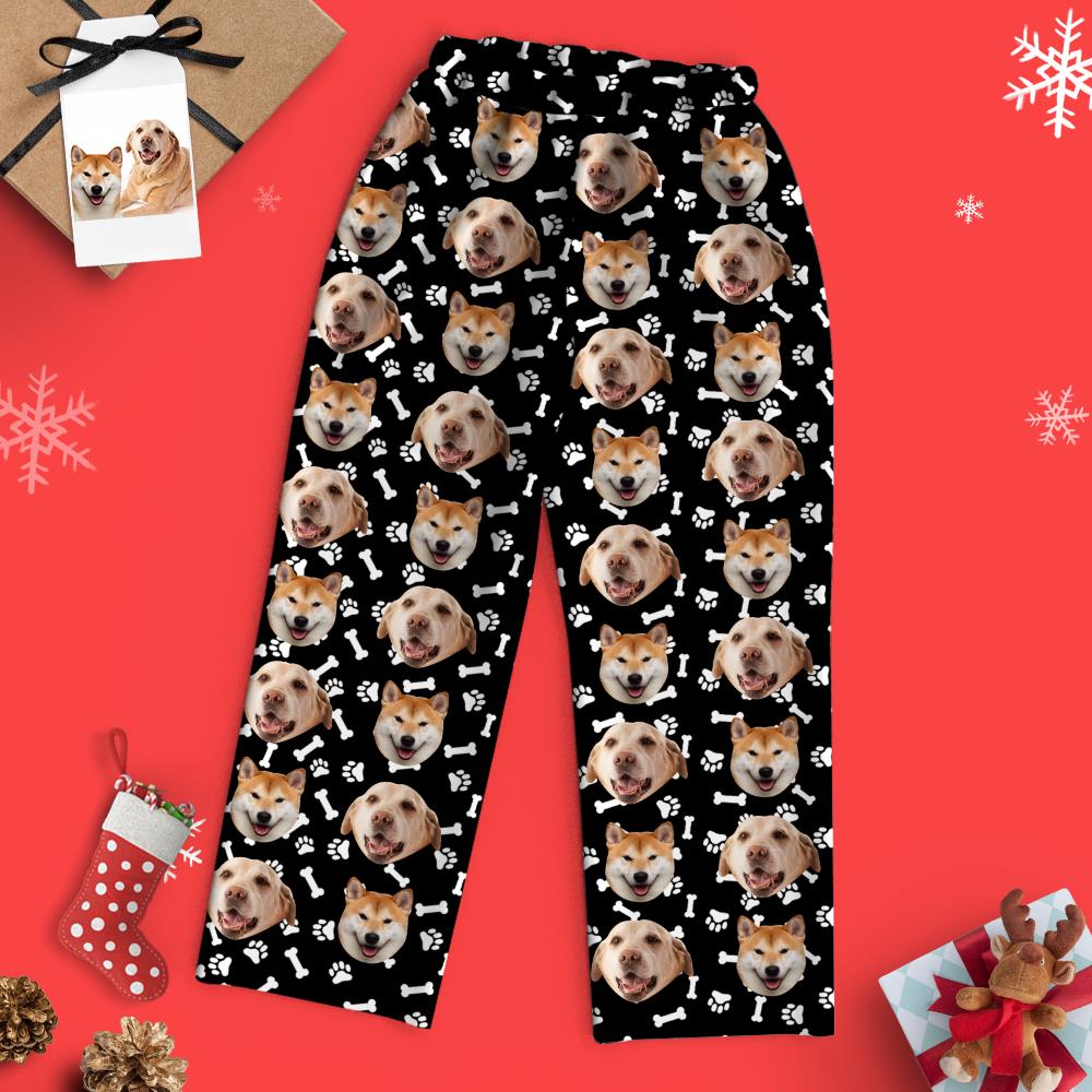 Custom Face Pajamas Family Set - Dog face and bones
