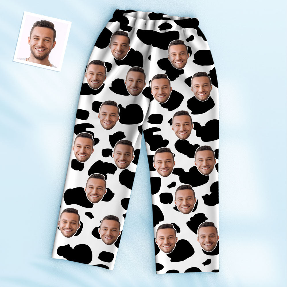 Custom Photo Face Pajama Cow Texture Funny Gifts