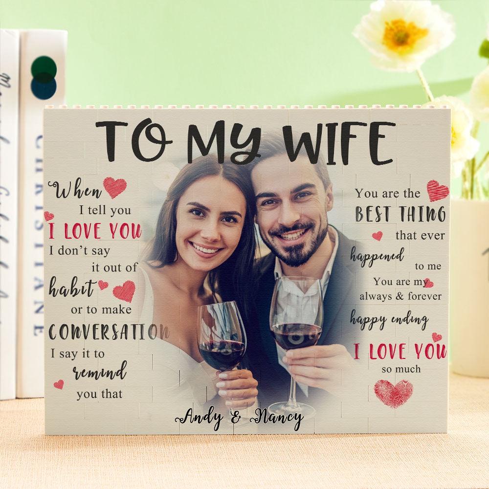 Custom Building Block Puzzle Personalized Photo and Name Brick To My Wife