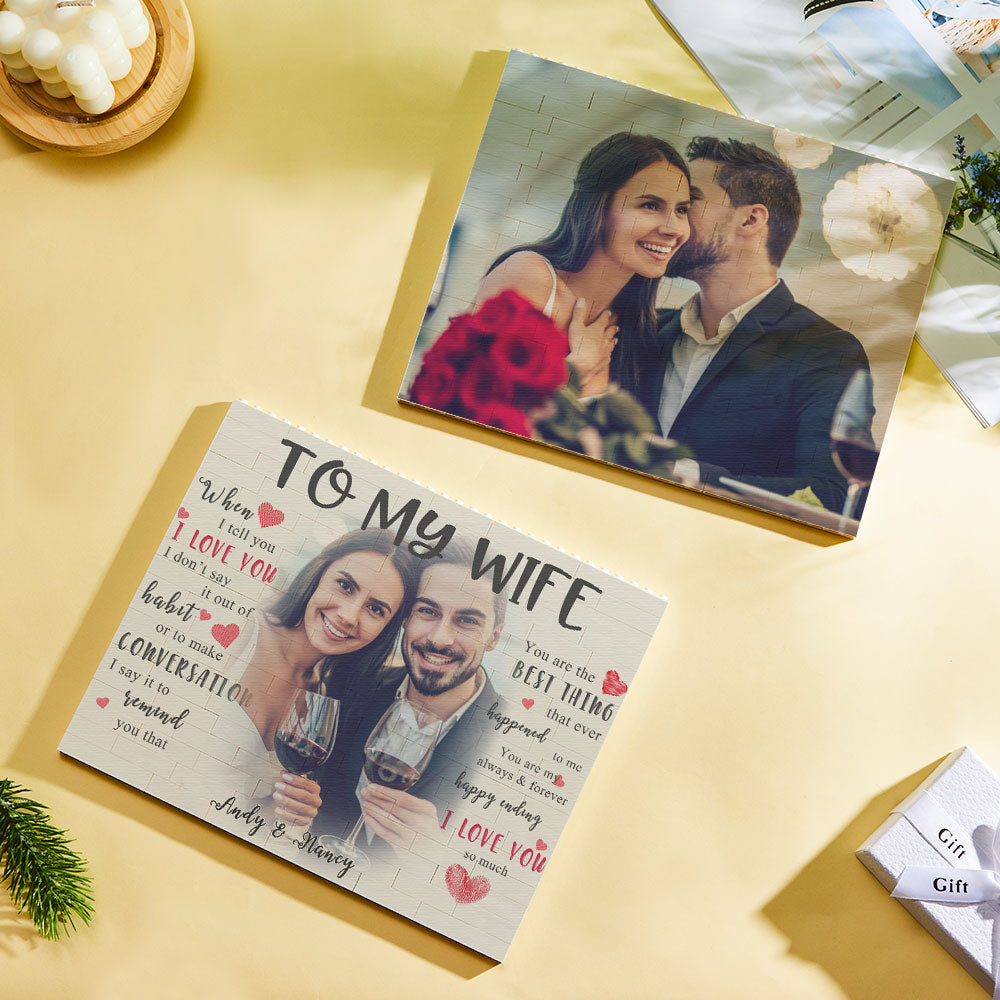 Custom Building Block Puzzle Personalized Photo and Name Brick To My Wife
