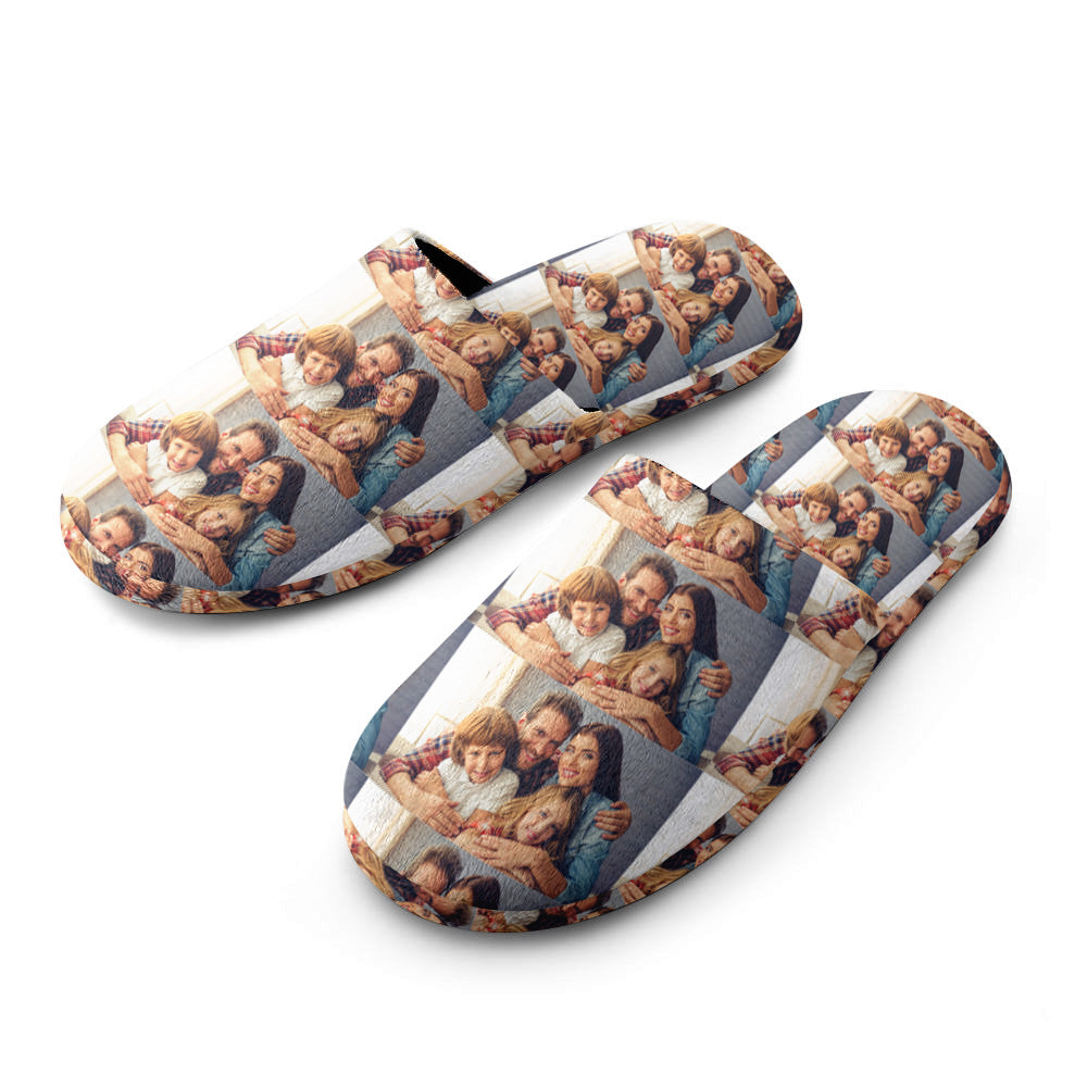 Custom Photo Women's and Men's Slippers Personalized Casual House Shoes Indoor Outdoor Bedroom Cotton Slippers