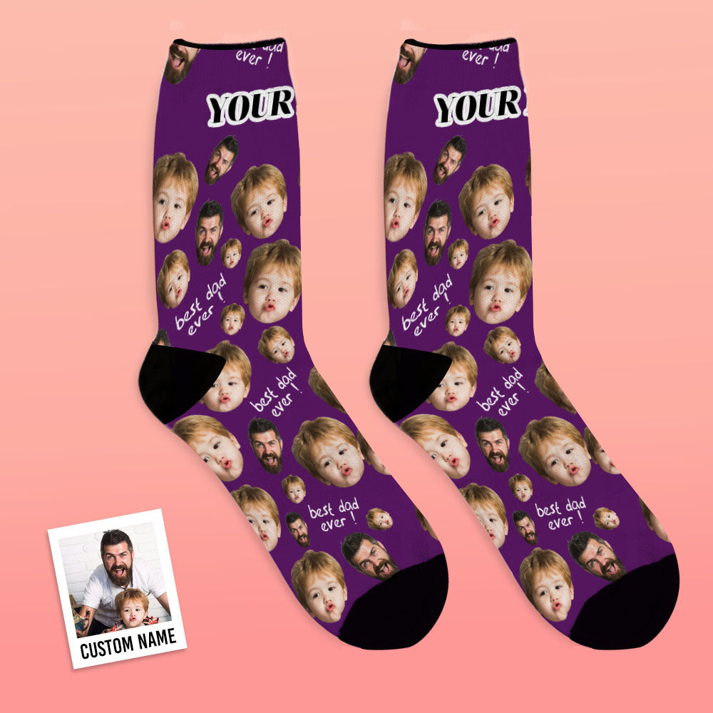 Father's Day Gifts, Custom Face Socks To The Best Dad - Black copy 1
