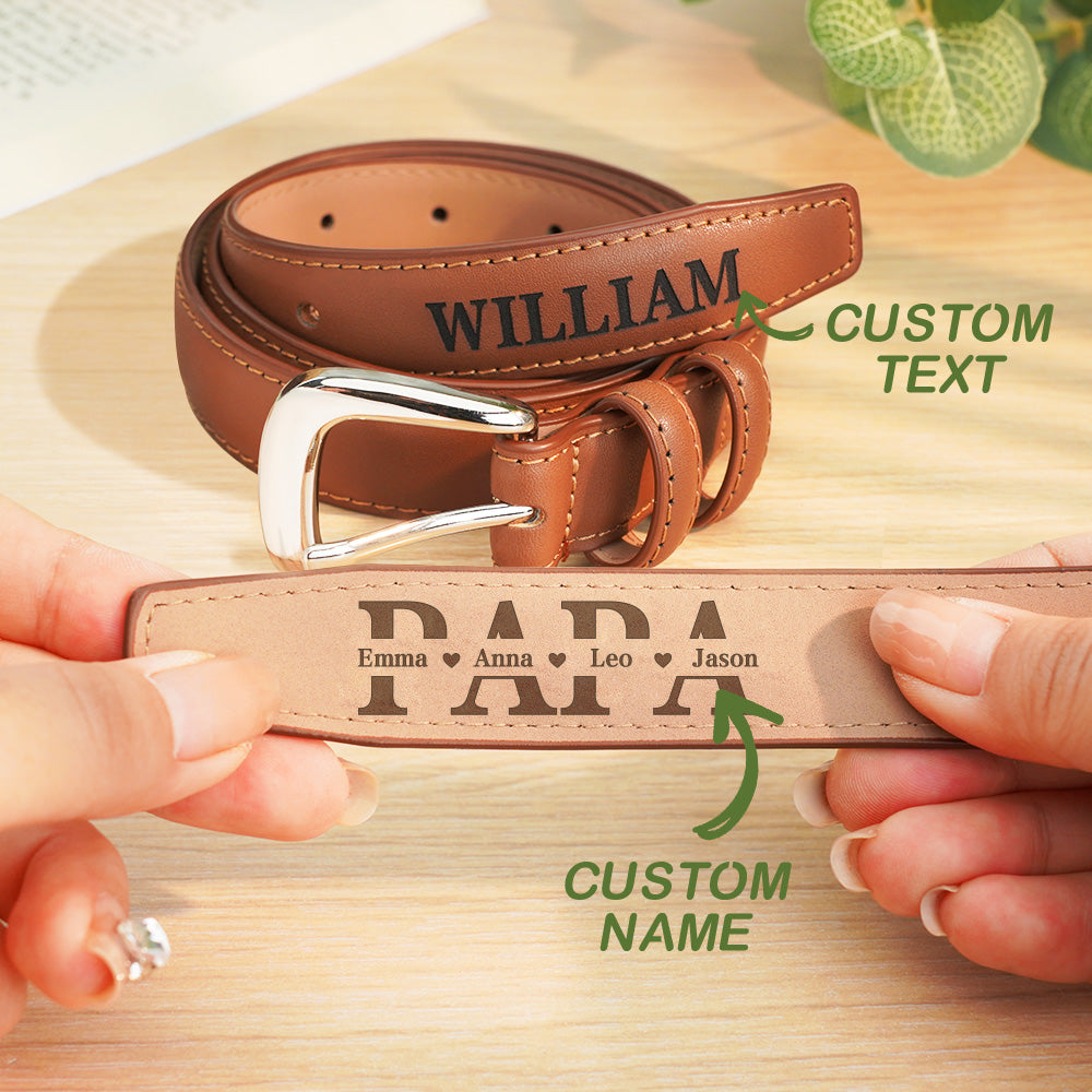 Personalized PU Leather Belt with Engraved Name Men's Belt Father's Day Birthday Gift for Father