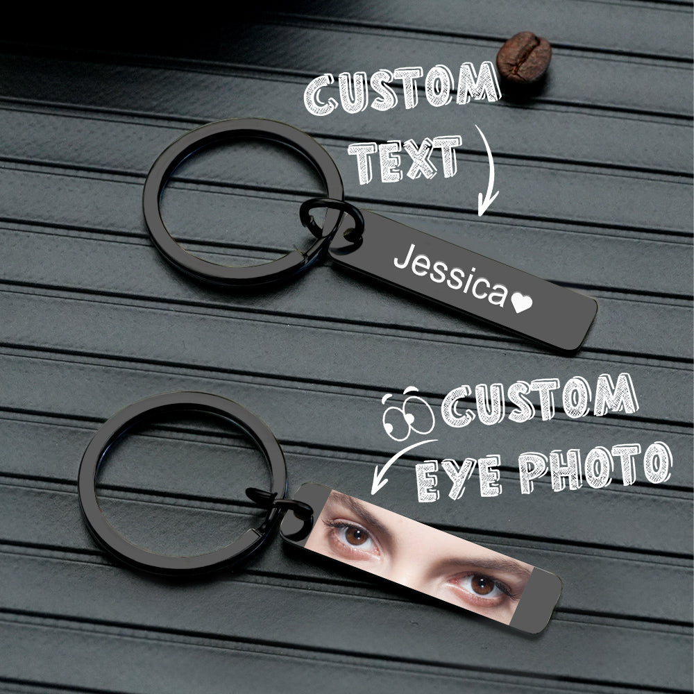 Custom Eye Photo Keychain Personalized Double-Sided Keychain Custom Text Best Gift For Anniversary