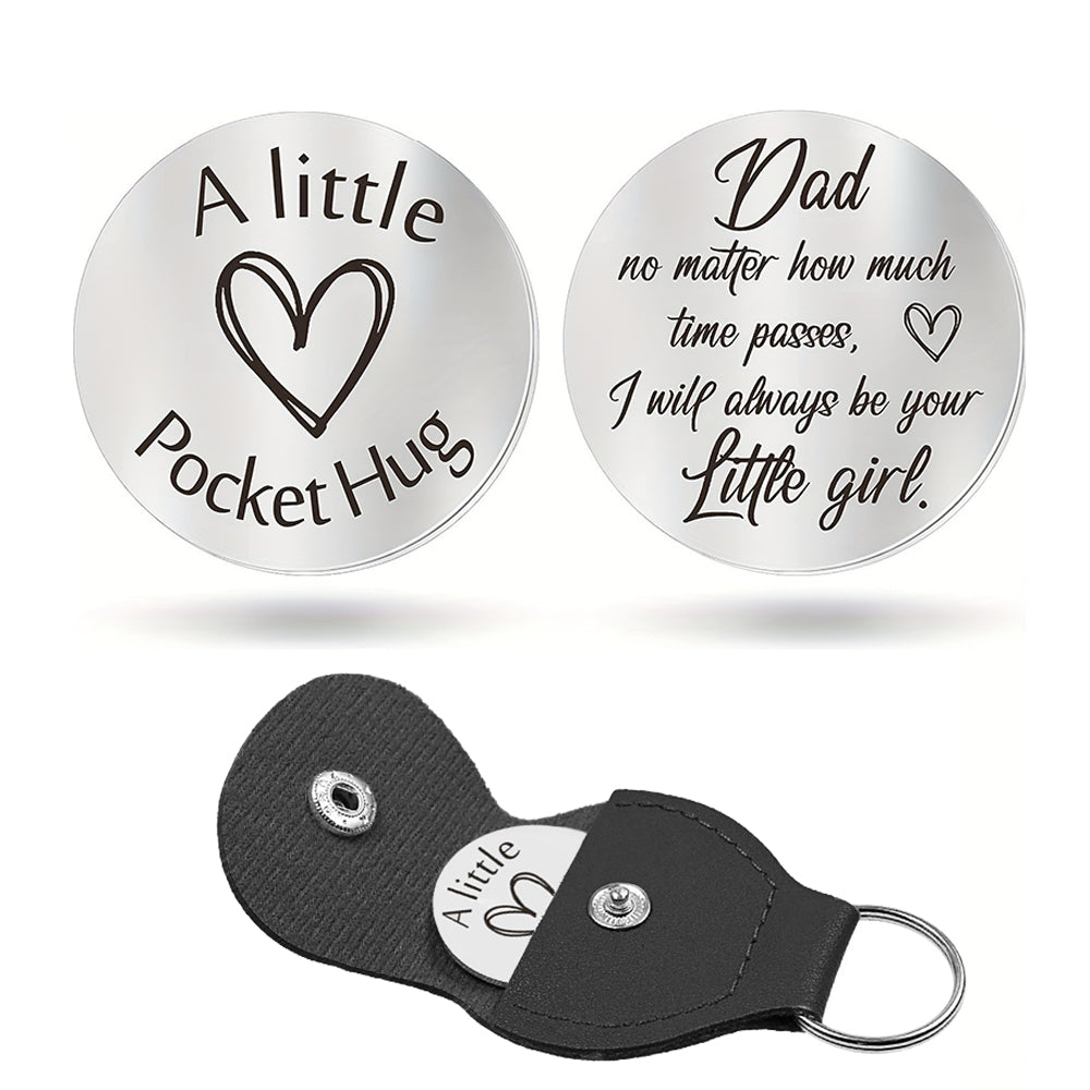 Pocket Hug Token with PU Leather Keychain Gifts for Friend Son Daughter Brother Sister
