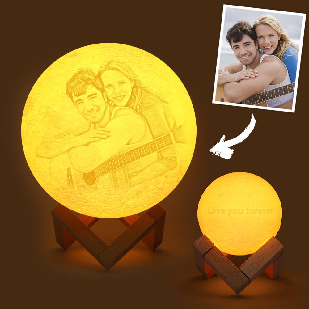 Custom Photo & Text Moon Lamp Luna Night Light – Personalized Birthday Anniversary Valentine's Day & Christmas Gift