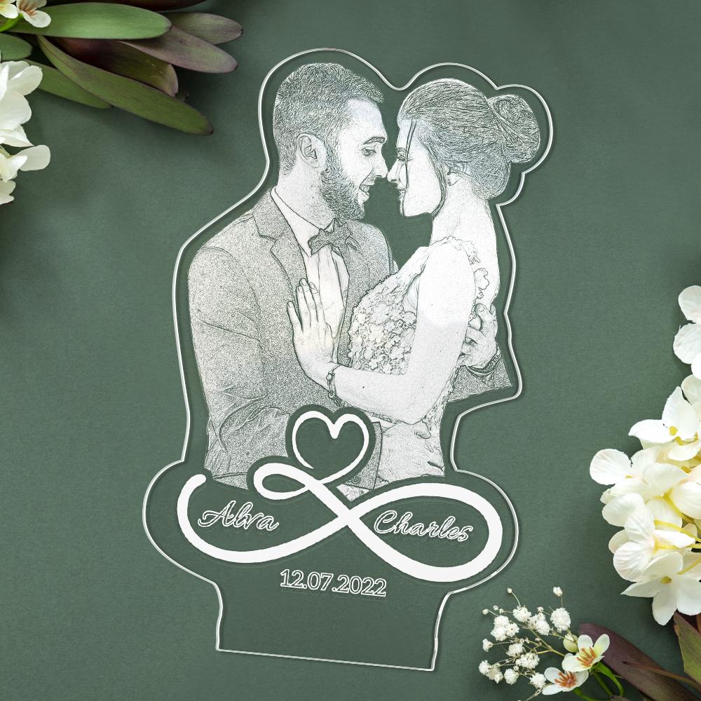 Personalized Infinity Symbol Photo Night Light, Personalized Night Light Gift for Lovers