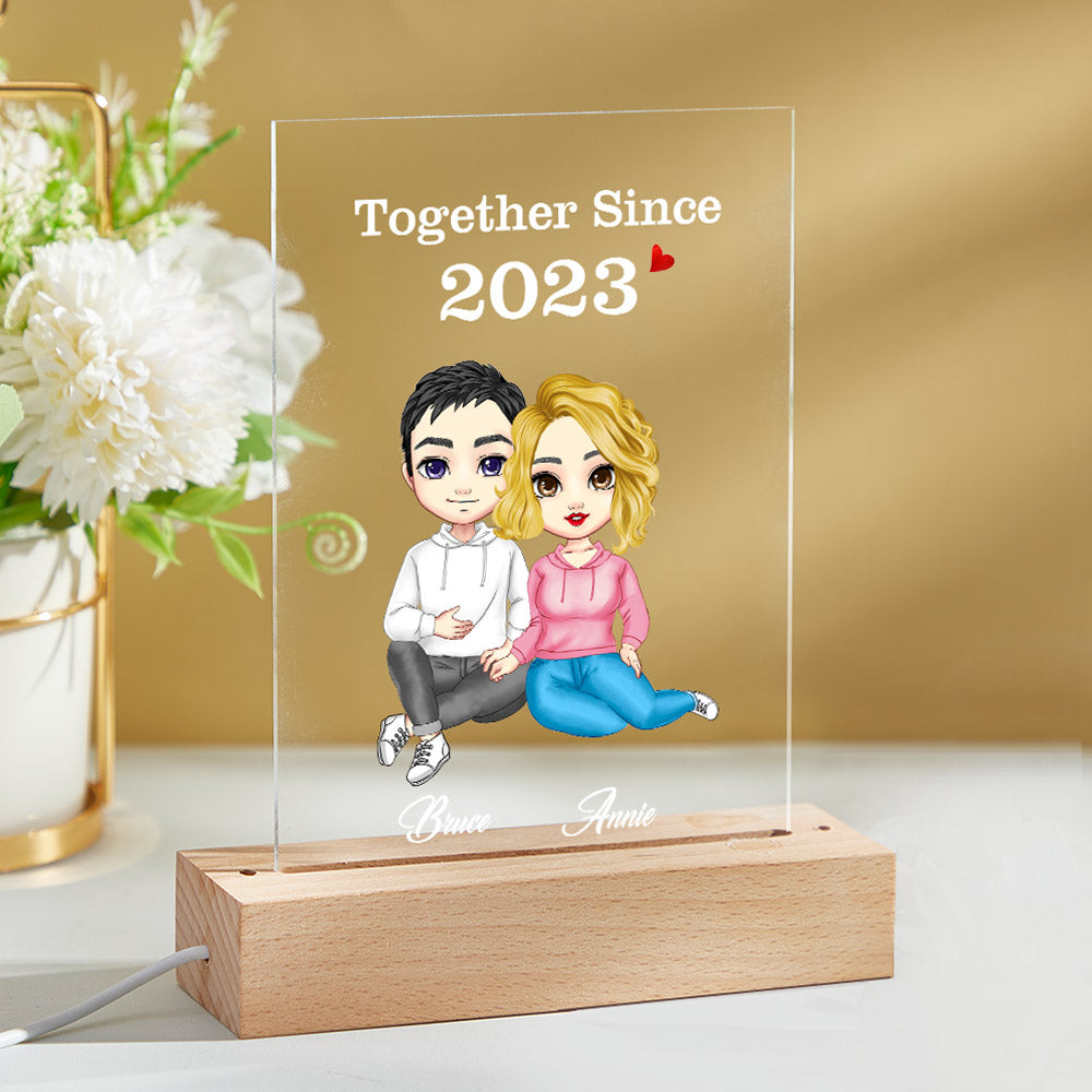 Cartoon Couple Gifts Valentine's Day/Anniversary Gifts, Personalized Card/Plaque/Night Light
