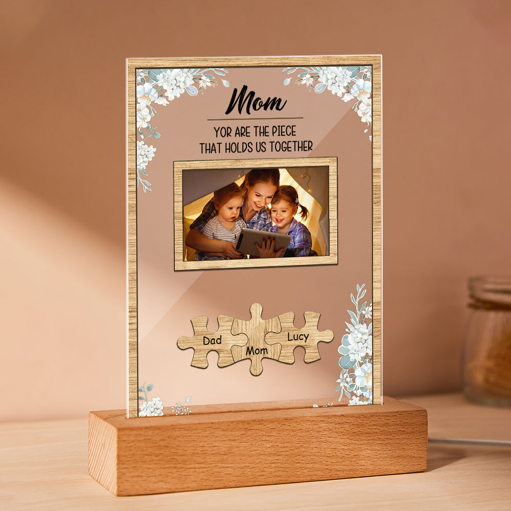 Personalized Dad You Are the Piece that Holds Us Together Photo Acrylic Night Light Father's Day Gift