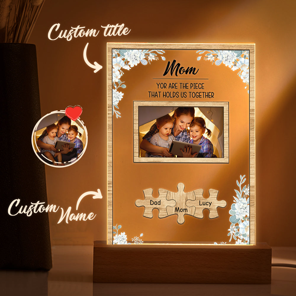 Personalized Dad You Are the Piece that Holds Us Together Photo Acrylic Night Light Father's Day Gift
