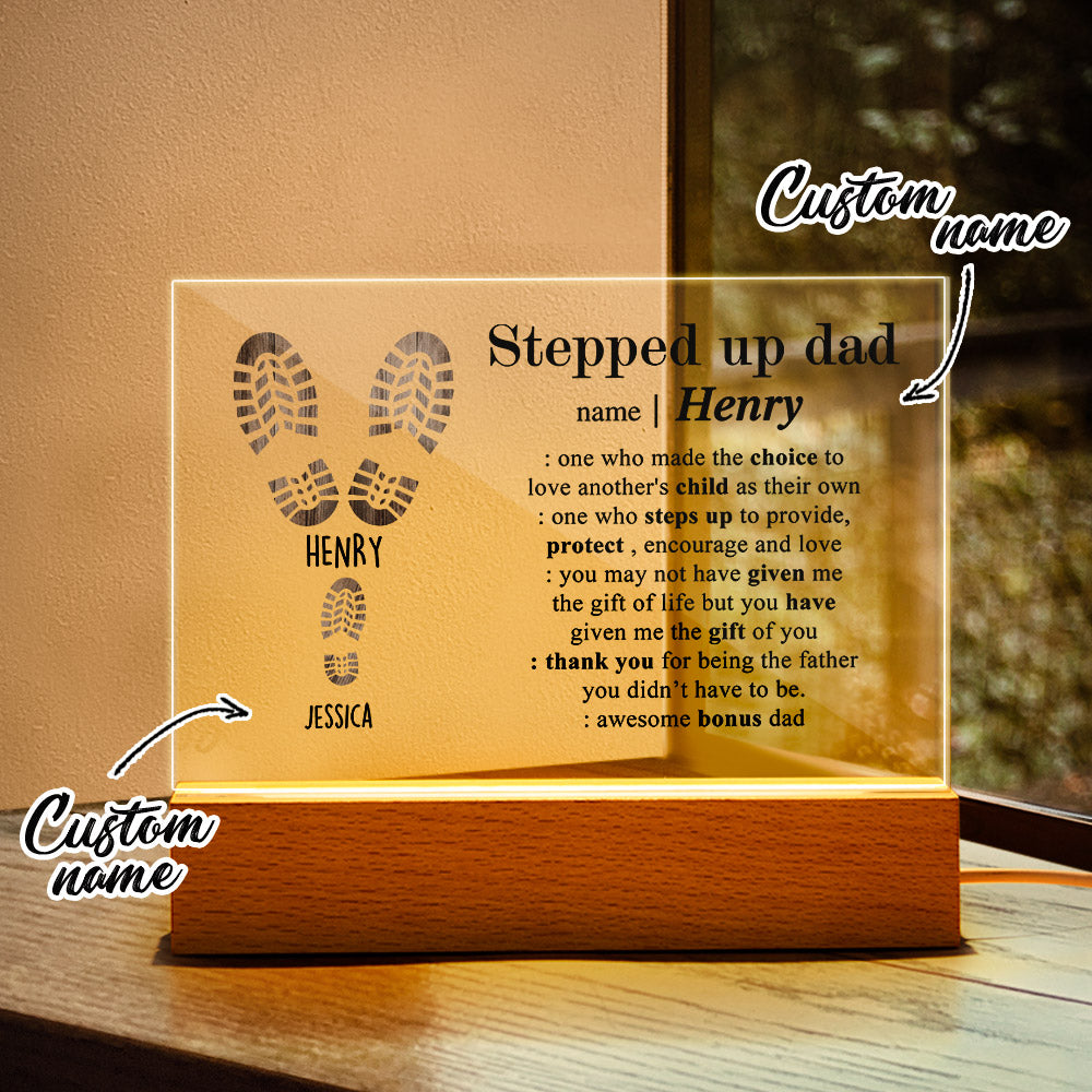 Custom Acrylic Lamp With Names Engraved Night Light Gifts for Step Father