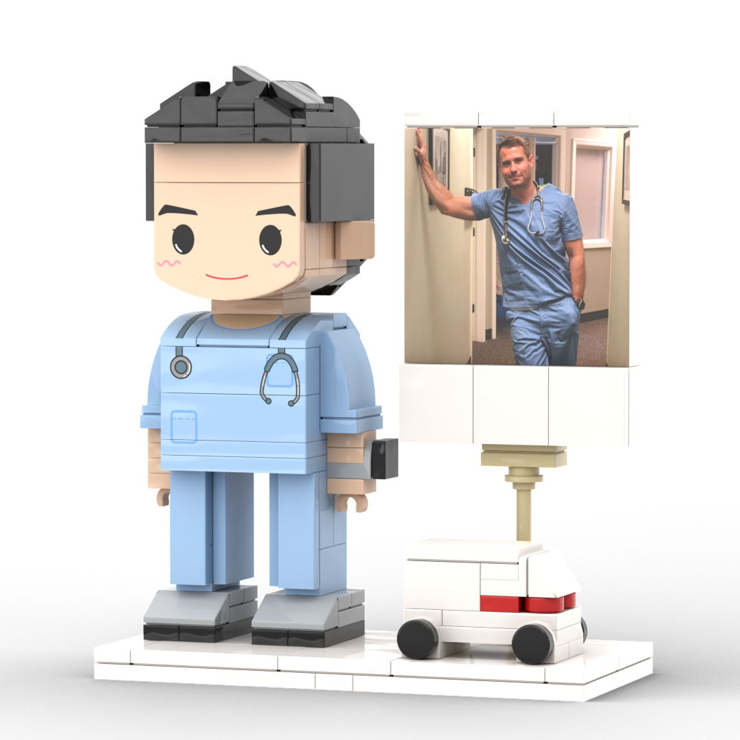 Full Body Customized 1 Person Brick Figures with Photo Doctor Theme Gift Birthday Gift Valentines Gift Father's Day Gift
