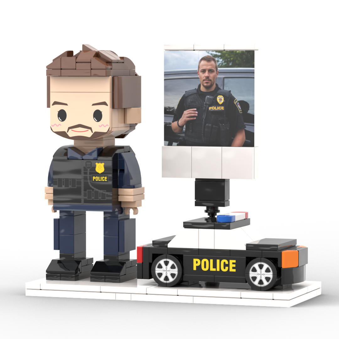 Full Body Customized 1 Person Brick Figures with Photo Police Theme Gift Birthday Gift Valentines Gift Father's Day Gift