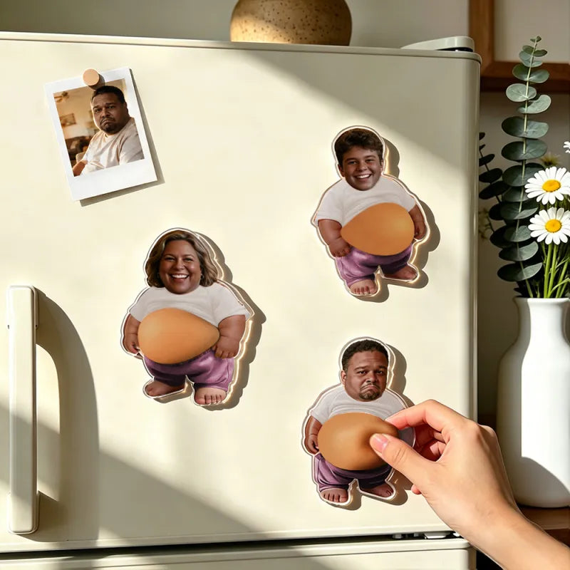 Custom 3 Stickers Face Squishy Belly Anti-collision Fridge Magnet – Soft Squeeze Belly Cute Funny Father's Day