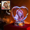 3D Laser Engraved Heart Crystal Photo Frame with Light Up LED Base