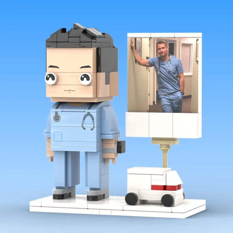 Full Body Customized 1 Person Brick Figures with Photo Doctor Theme Gift Birthday Gift Valentines Gift Father's