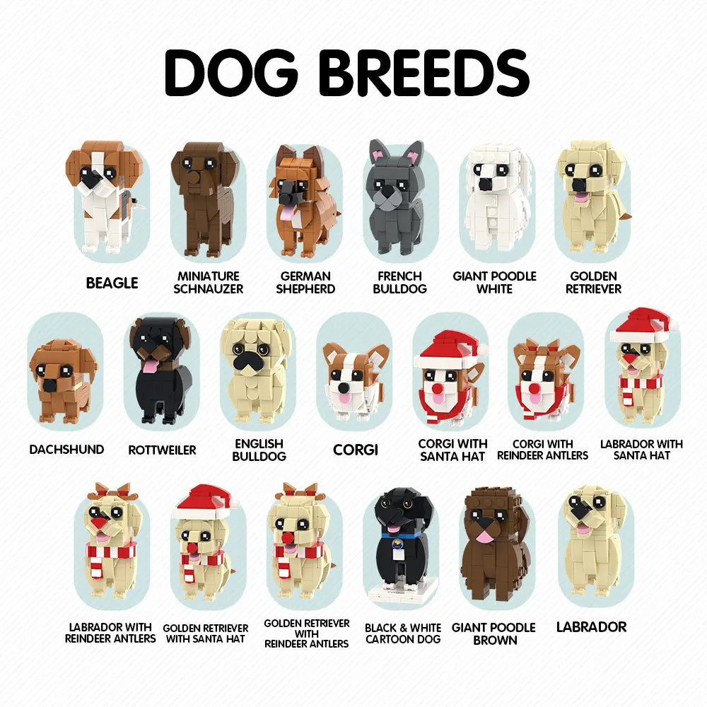Custom Full-Body Brick Figures of 1 Person and 4 Dogs with Frame Personalized Anniversary Gift Birthday Gift