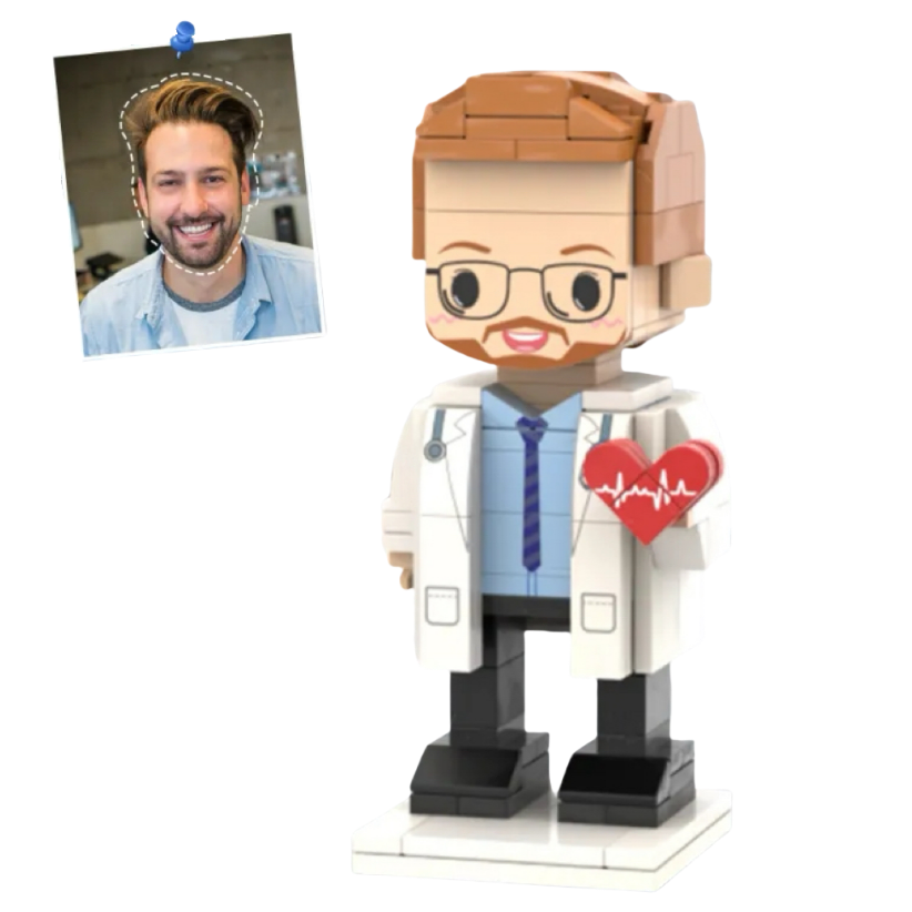 Personalized Head Custom Text Brick Figures with Heart Doctor's Day Gift Career Gift