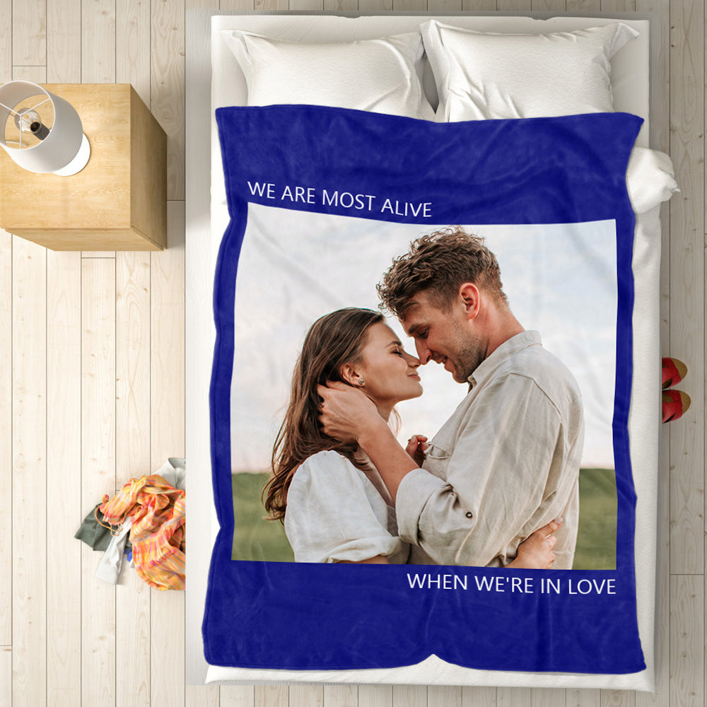 Custom Photo Blanket Fleece Throw Blanket With Text