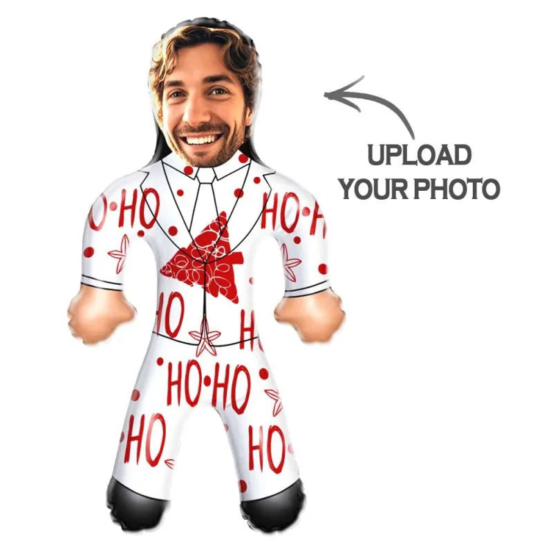 Custom Face White Christmas Suit Blow Up Dolls Funny Inflatable Balloon Custom Air Doll for Party Favors Christmas Gifts