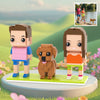 Custom Full-Body Brick Figures of 2 People and 1 Dog Personalized Anniversary Gift Birthday Gift