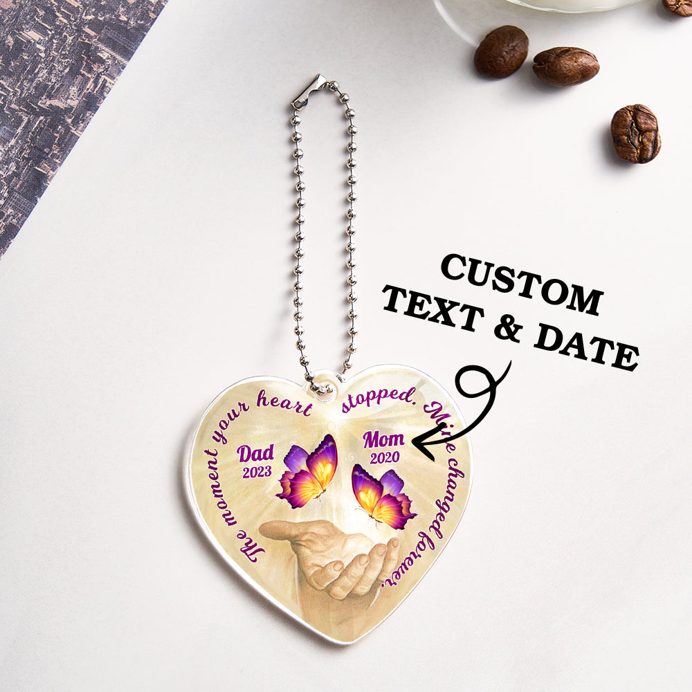 Personalized Butterfly Car Ornament with Name Heart Memorial Ornament Gift