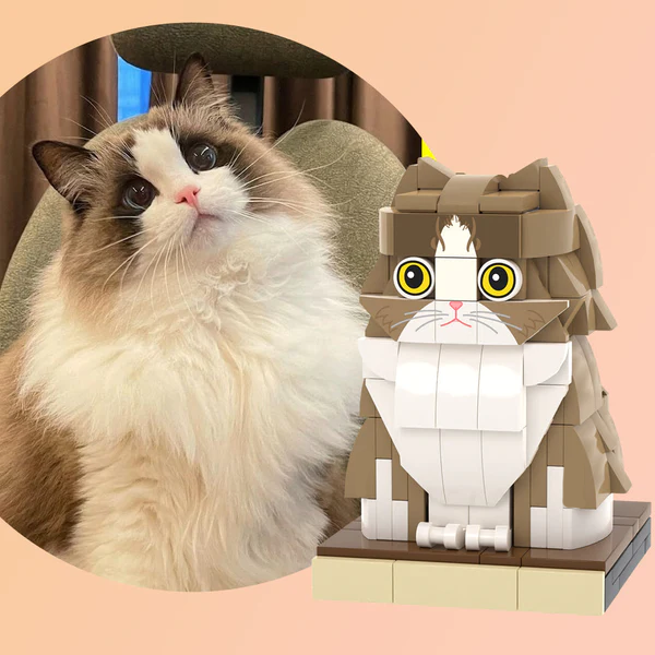 Custom Pet Brick Figure Fully Body Customizable 1 Cat Photo Brick Figures Customized Cat Only