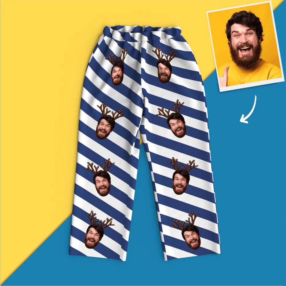 Custom Face Christmas Long Sleeve Pajamas Set Elk