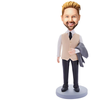 Custom Bobblehead Business Man in Formal Wear With Engraved Text